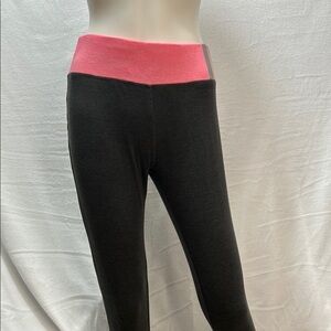 Just Be Black Leggings with Pink Stitching